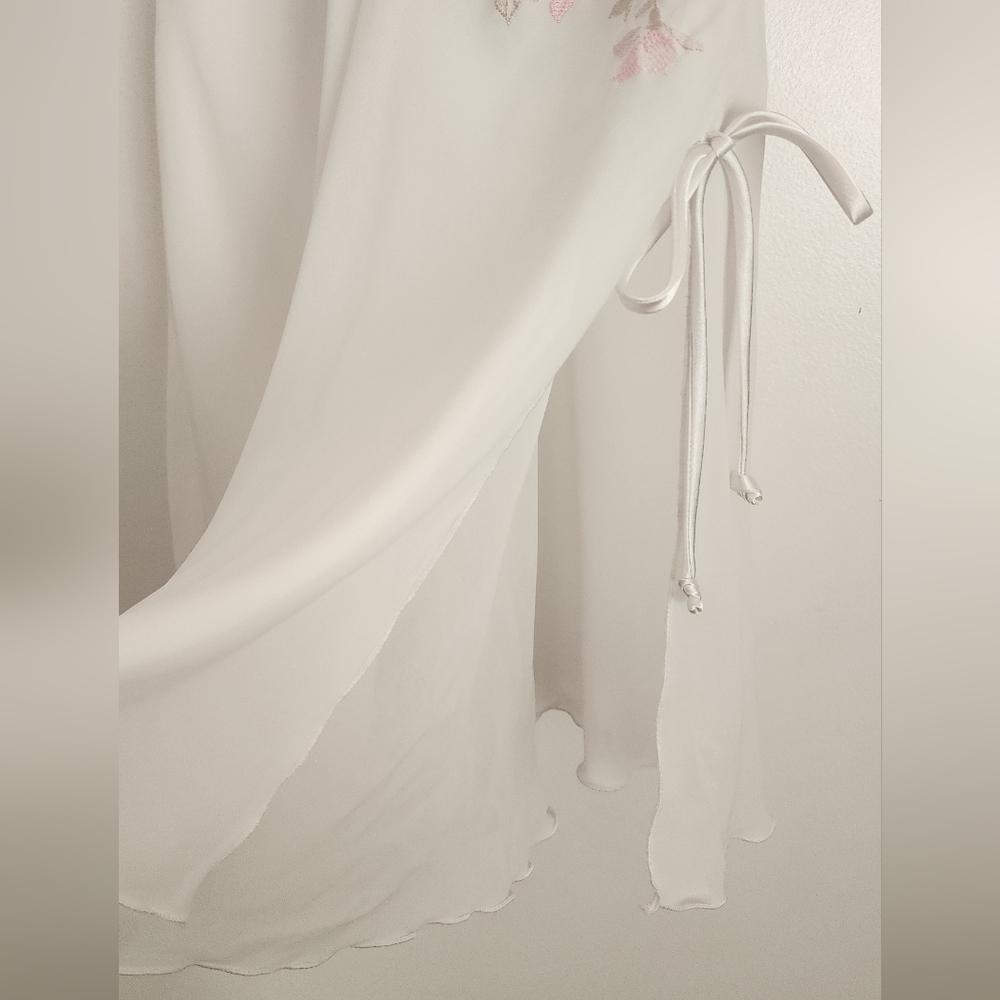Vintage Expressions By California Dinasty White Mini‎ Slip Dress Pink Embroidery - Picture 4 of 6